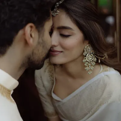 An intimate moment from a pre-wedding shoot. I help create a relaxed atmosphere where you can just be yourselves, resulting in elegant and romantic portraits that feel completely natural, like this beautiful close-up.