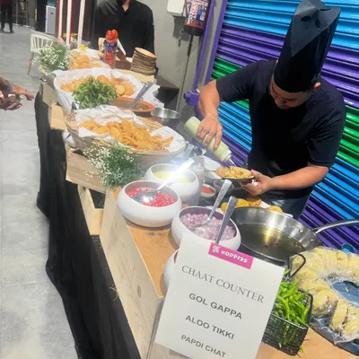 Our live chaat counter is a super hit at parties. We serve freshly made gol gappas, aloo tikki, and papdi chaat that everyone loves.
