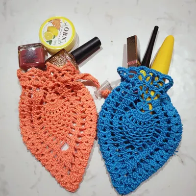 These cute pineapple pouches are a super handy and quick project. Here you can see them being used to hold small makeup items, but they are perfect for all sorts of treasures.