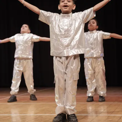 Our 'Swagger Boys' owning the stage at the THIRKAN showcase. This young performer shows the confidence and attitude we build in our kids' batches.