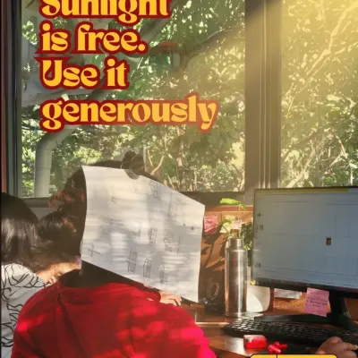 Studio Playbook Rule #1: Sunlight is free. Use it generously. We truly believe this, and our designs always prioritize natural light. Sometimes, it even inspires a nap at the desk.