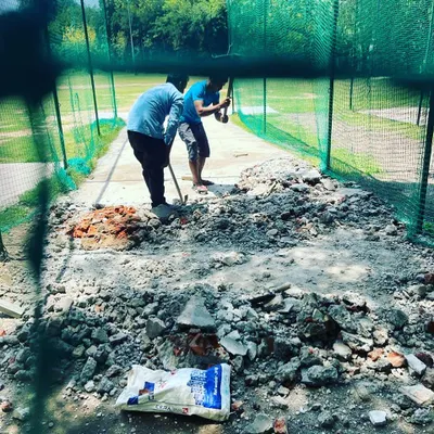 Hard work in progress as we prepare a new pitch for net practice. We are constantly working on our facilities to provide the best possible surface for batting and bowling practice.
