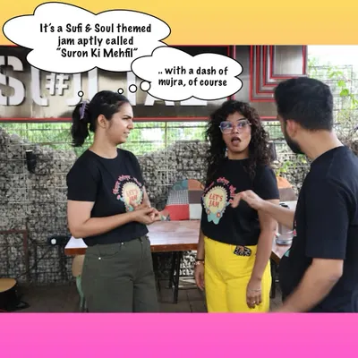 A fun, comic-style promo for our 'Suron Ki Mehfil' night. It's a Sufi & Soul themed jam, with a dash of mujra for fun, of course.