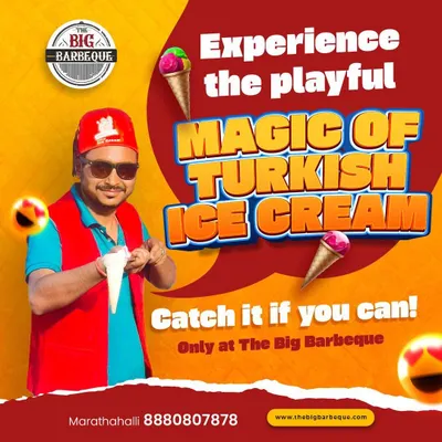 Catch it if you can. Experience the playful magic of Turkish ice cream, exclusively at The Big Barbeque. It's a fun and delicious show for the whole family.