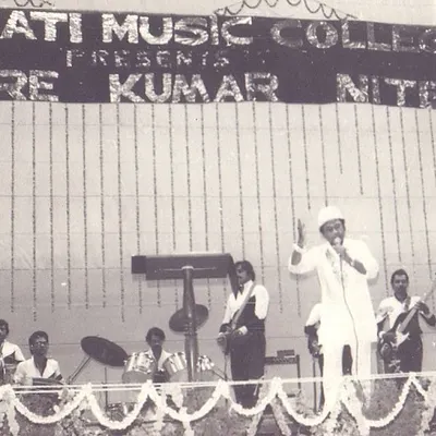 This is a moment from 1986, when I had the honor of organizing a "Kishore Kumar Nite" at the IG Stadium in Delhi. Seeing a legend like Kishore Ji perform on a stage I helped create is a memory that defines my institution's deep connection to India's musical history.