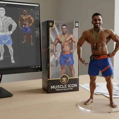 Gemini vibes. A fun, creative edit showing a 3D model and action figure of my physique. It's a reminder to not always take things too seriously, even when you're serious about your goals.
