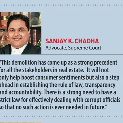 My views on the legally mandated demolition of the Noida Twin Towers were published in Outlook magazine. I stated that this case serves as a strong precedent for the real estate sector, boosting consumer confidence and establishing accountability.