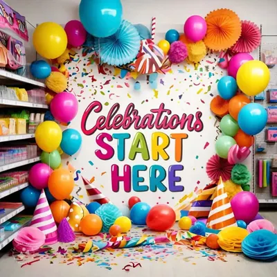 A colorful reminder that all celebrations start here at Balloon Buddy. I have everything you need to get your party started.