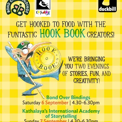 The official poster for our 'Hook Book Fest,' a fantastic two-evening event celebrating the creators of the Hook Book series with stories, fun, and creativity.