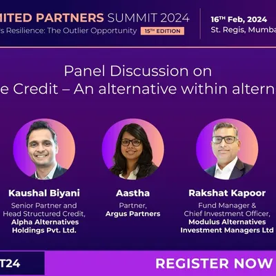 This promotional graphic announces a panel discussion on Private Credit at the VCCircle Limited Partners Summit 2024. Our Partner, Aastha, was a featured speaker, sharing her expertise on alternative financing options and risk management in the evolving credit landscape.