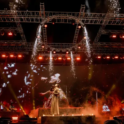 An epic moment from my India tour, with pyrotechnics lighting up the stage. These large-scale productions allow me to create a truly immersive and unforgettable visual and auditory experience.