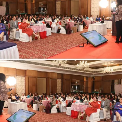 Addressing a large audience at a corporate event, where I discussed the importance of personal branding and stage presence. My goal is to equip professionals with the tools to communicate credibility and authority in any setting.