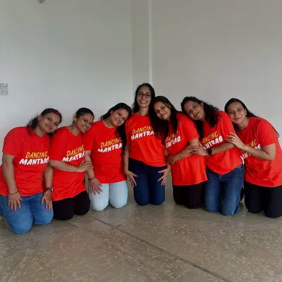 The amazing women from my 'Dancing Mantras' batch. This is a community of ladies who come together to share their love for dance, energy, and friendship.