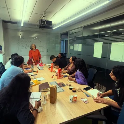 Our 'Hamlets' batch, completely absorbed in a three-hour session of role-play and discussion. This is where we unpack complex character motivations and apply psychological theories directly to the craft of writing.