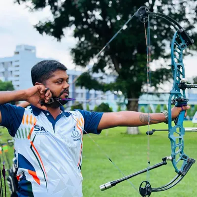This is the level of focus and precision we instill in every student. Here, I am demonstrating the form required for competitive compound archery.
