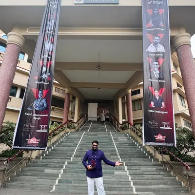 At the Vivekananda Institute of Professional Studies, where I was invited as a speaker. Sharing my journey with students and aspiring artists is an important part of what I do.