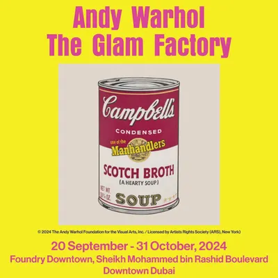 The official flyer for the "Andy Warhol, The Glam Factory" exhibition in Dubai. I was brought on to curate the music for the pre-opening, a service where I create a sonic environment that aligns with the art.