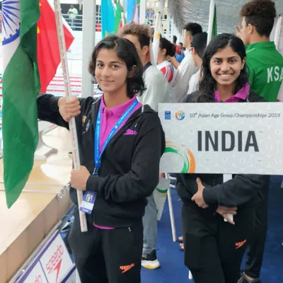 My students preparing to compete for Team India at the Asian Age Group Championships. This is the level of competitive swimming we train for, focusing on discipline, speed, and race strategy.