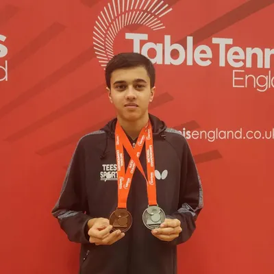 Our player Rohan Dani showcasing his silver and bronze medals won at the U-17 England National Championship. This highlights our ability to produce players who can compete and succeed in international circuits.