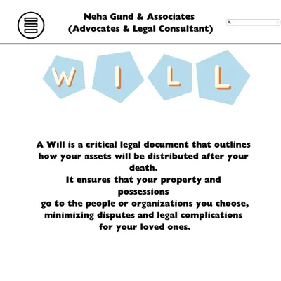 A Will is a critical legal document that ensures your property and possessions go to the people you choose after your death. Creating one is a straightforward process that provides clarity for your loved ones and minimizes the risk of legal complications and family disputes.