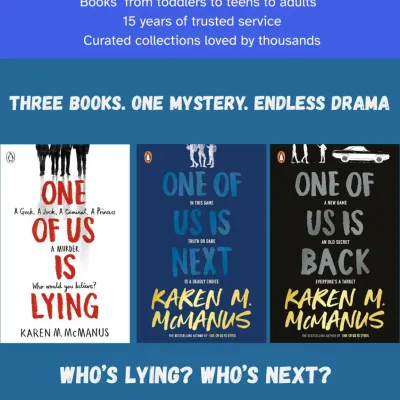Secrets, lies, and murder. The complete "One of Us is Lying" series by Karen M. McManus is an unmissable, page-turning YA thriller. Binge the entire trilogy to find out who's lying and who's next.