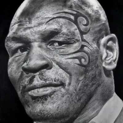 My hyper-realistic charcoal sketch of the legendary boxer, Mike Tyson. I was focused on capturing the power and intensity in his gaze, as well as the famous facial tattoo.
