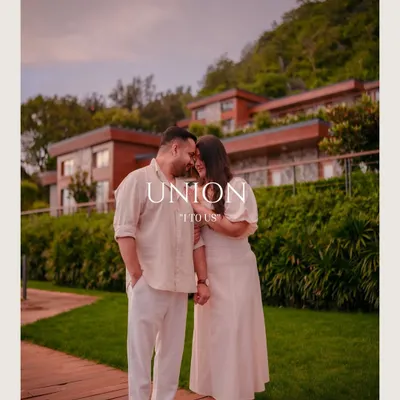 A romantic portrait of a couple at The Westin Himalayas in Rishikesh. This image sets the scene for a luxurious and serene proposal experience surrounded by nature.