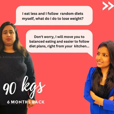 This transformation is what motivates me every day. My client went from 90 kgs to 69 kgs in just six months by moving from random diets to a balanced eating plan using simple, home-cooked meals. It's not about eating less, it's about eating right.