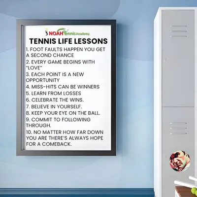 We believe the lessons learned on the court apply to life. This poster in our locker room reminds players that every point is a new opportunity and there's always hope for a comeback.