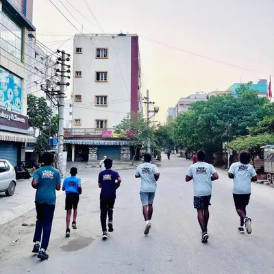 The Rox team on an early morning road run. Building a strong cardio base is non-negotiable in boxing.