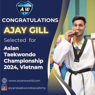 A huge moment for our academy. Ajay Gill selected for the Senior Asian Taekwondo Championship in Vietnam. We are proud to produce athletes who represent the country.