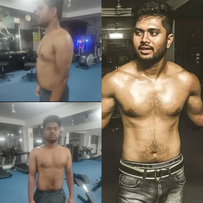 A powerful transformation showing a dramatic reduction in body fat and a significant increase in muscle definition. This is the result of a few months of focused training and diet.