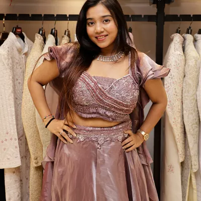 When tradition meets trend, the look is unforgettable. This Indo-Western outfit with its unique silhouette is perfect for a cocktail party or reception.