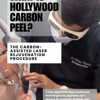 The Hollywood Carbon Peel is a carbon-assisted laser rejuvenation procedure. It's a low-downtime treatment that effectively targets oil, pigment, and texture for instantly brighter and clearer skin, making it ideal for those with active acne.
