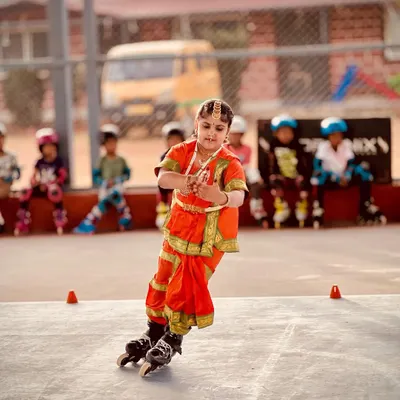 A beautiful and unique performance by one of our students, blending classical Indian dance with roller skating. This was a highlight of our Republic Day celebration at the arena.