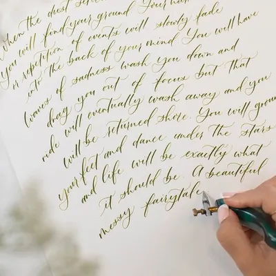 Sometimes I just need to write, to let the ink flow and create my own messy fairytale. This is a close-up of my modern calligraphy script, a style I love for its understated elegance.