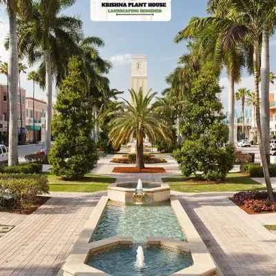 This grand public plaza with formal water features and symmetrical plantings of palms and firs is an example of the large-scale, high-impact public spaces we design.