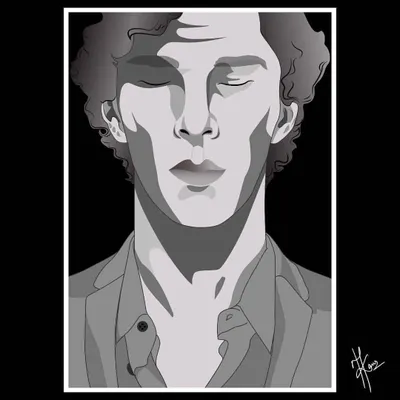 'I'm not a psychopath, I'm a high-functioning sociopath'. A grayscale portrait of Sherlock Holmes, capturing his intense and contemplative nature. This is for all the fans of the brilliant detective.