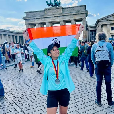 First World Major Marathon conquered. Holding the Indian flag high after finishing the Berlin Marathon. This was a run dedicated to my family and friends who believed in me.