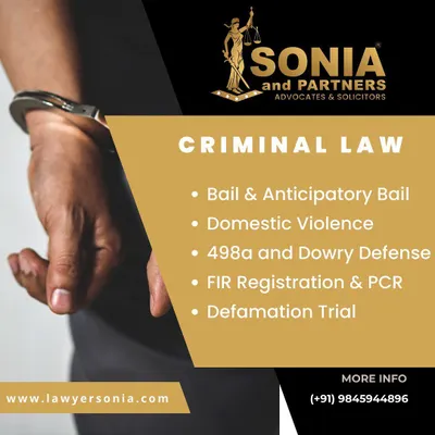 Facing a criminal charge can be overwhelming. I provide comprehensive defense services, starting from securing anticipatory bail to prevent arrest, defending against domestic violence and dowry allegations (498a), and managing the entire process from FIR registration to trial. My goal is to protect your rights at every stage.