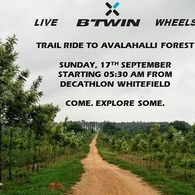 Ride Alert! This poster announces our trail ride to Avalahalli Forest. We start early to catch the best weather. Come, explore some.