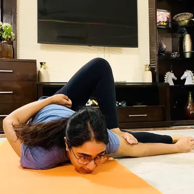 Evolution is the purpose of life. This student's progress in just two months, achieving this deep twisting pose, is an inspiration for anyone who thinks it's impossible.