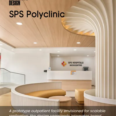 The SPS Polyclinic in Ludhiana, featured in Commercial Design magazine, is a prototype outpatient facility envisioned for scalable replication. The design seamlessly integrates brand identity with spatial storytelling and a climate-responsive master plan.