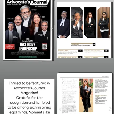 I am grateful for the feature in Advocate's Journal Magazine, which highlighted my work and legal philosophy.