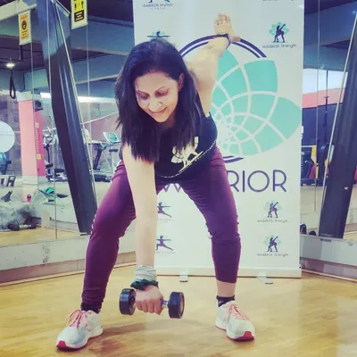 Courage is the first quality of a WARRIOR. Here I am, getting stronger day by day as a certified WARRIOR Strength trainer, using dumbbells to build functional strength.