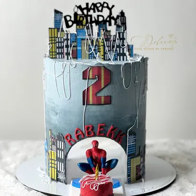 Our Spiderman pull-out cake. This design features a hidden compartment where a mini cake or message can be pulled out, creating a fun surprise for the birthday boy.
