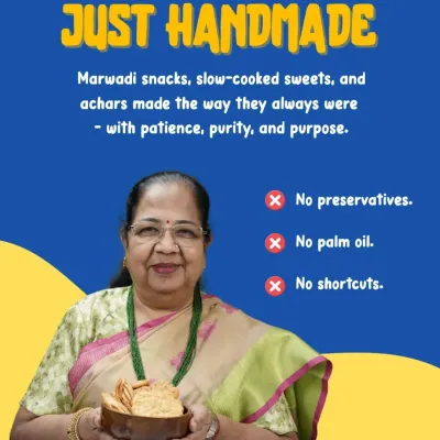 We believe in doing things the right way, not the easy way. This photo of Dadisaa represents our core promise: every snack is handmade, with no preservatives, no palm oil, and no shortcuts. It’s just pure, honest food.