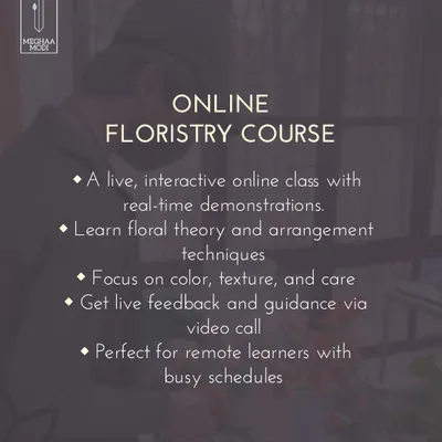My online floristry course is a live, interactive class with real-time demos. You'll learn floral theory and get live feedback, perfect for remote learners with busy schedules.
