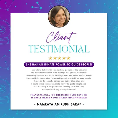 This testimonial from a happy client highlights the core of my work: providing clear, accurate guidance that makes a real difference. Hearing about her positive experience shows the innate power of tarot to bring clarity to any situation.