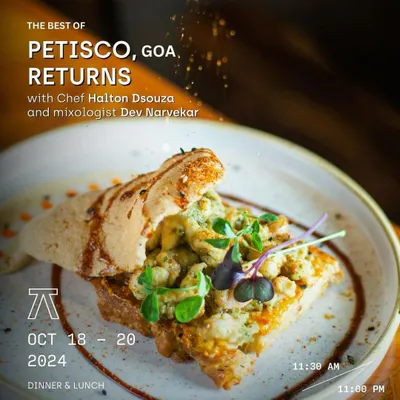 The poster for our pop-up with Petisco, Goa, featuring their signature Pickled Cashew Fruit & Tambdi Bhaji. This dish perfectly represents Chef Halton Dsouza's approach to reimagining classic Goan flavors.
